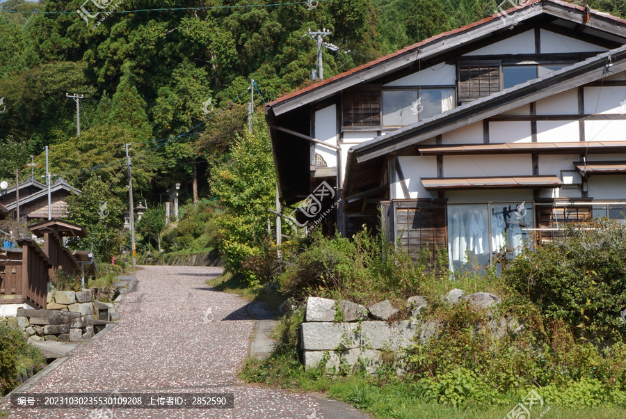 日本小山村的村口