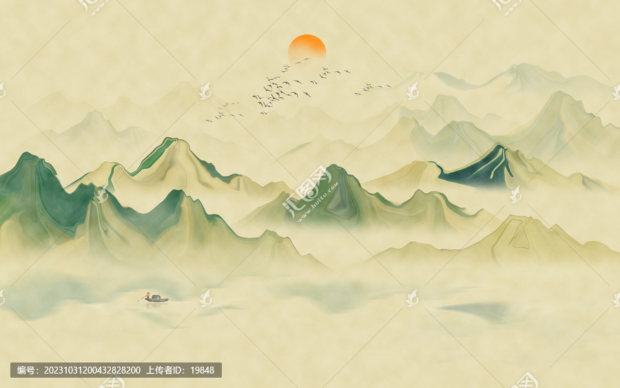 新中式青綠山水畫