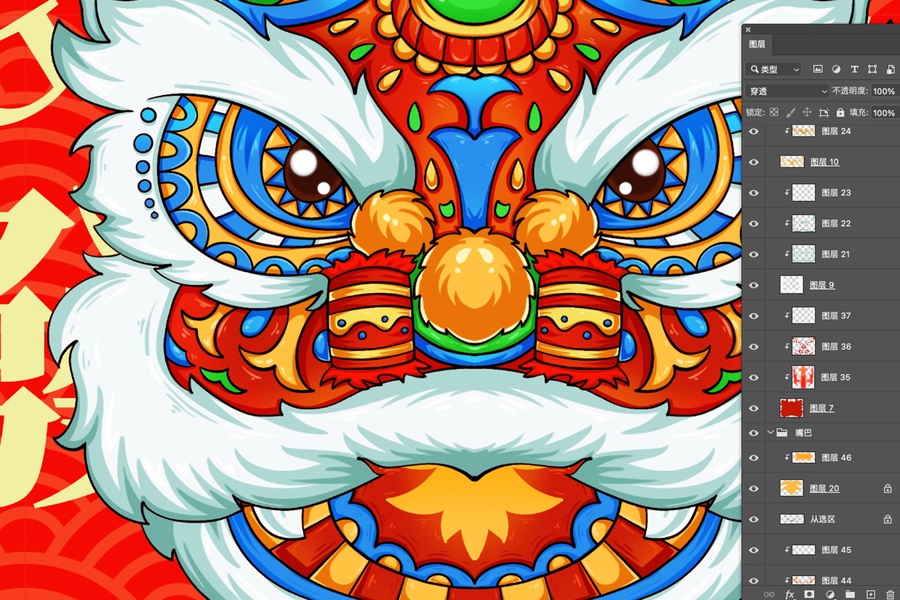 醒獅傳統(tǒng)利是封喜慶春節(jié)紅包
