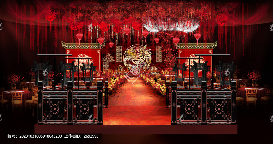 中式婚禮舞臺效果圖