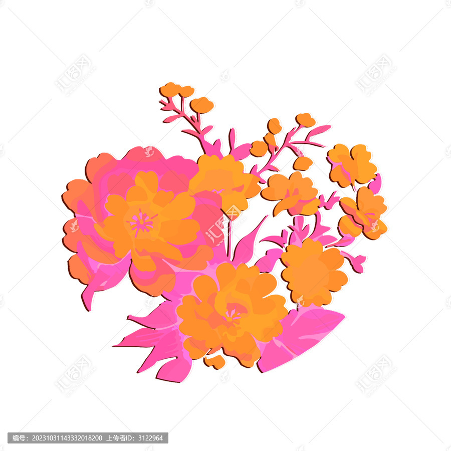 國風(fēng)花卉花朵植物元素圖案