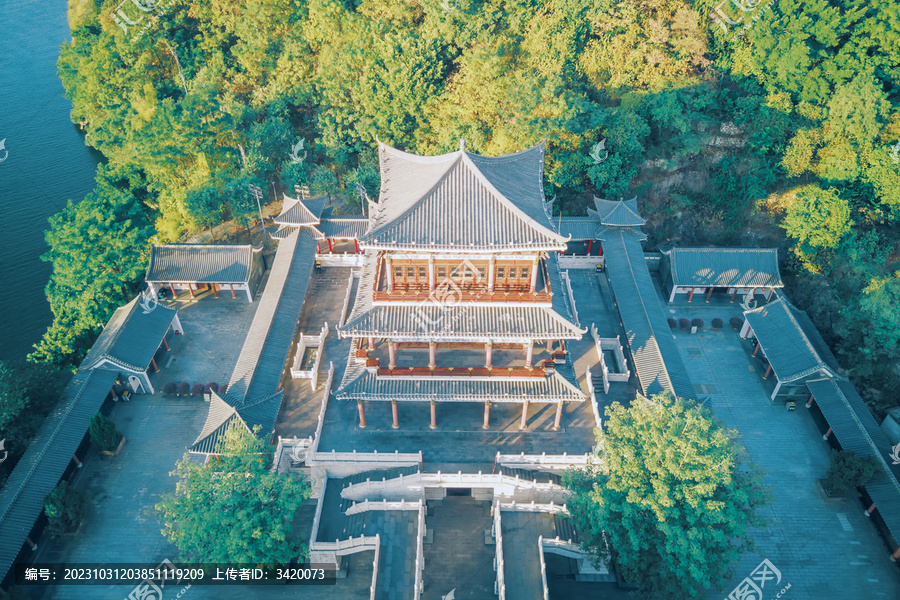 航拍广西柳州文庙崇圣堂