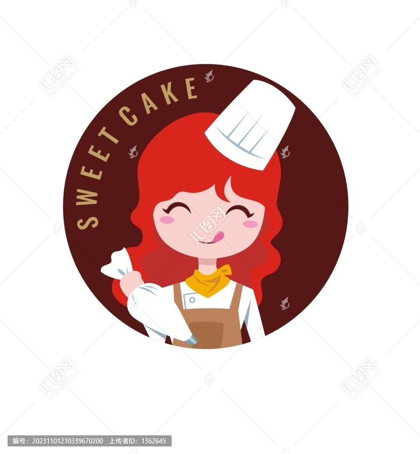 卡通可愛女烘焙師半身