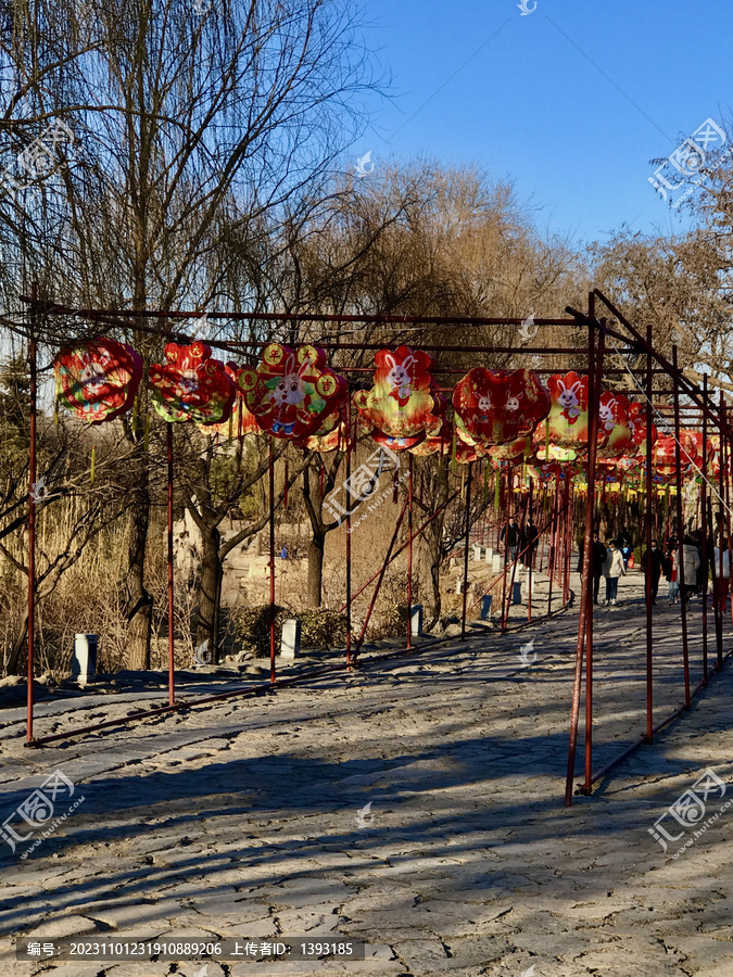 朱家峪村路石板路节日灯笼