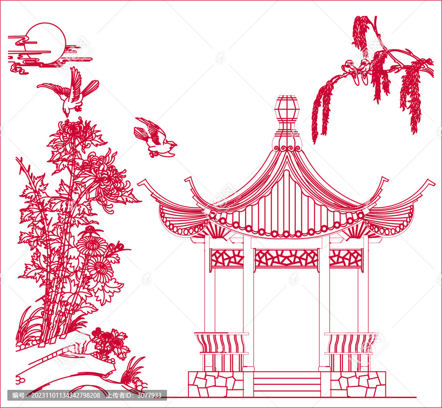 中秋月圓亭子圖