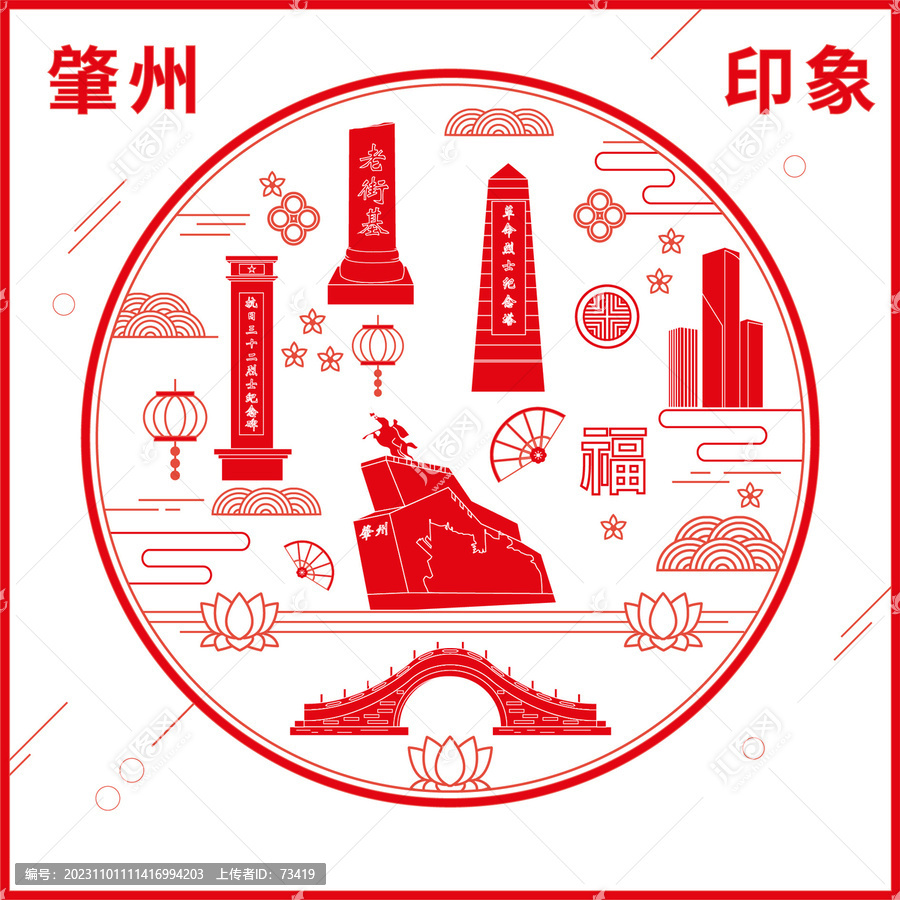 肇州縣窗花剪紙年畫地標圖案