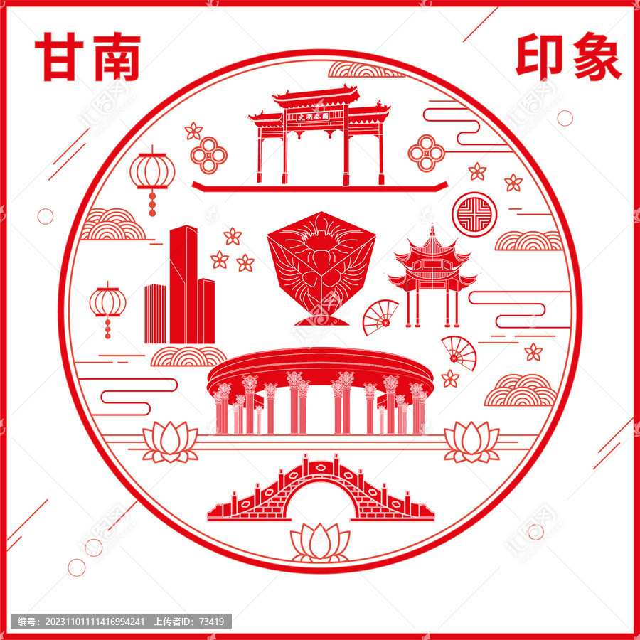 甘南縣窗花剪紙年畫地標(biāo)圖案