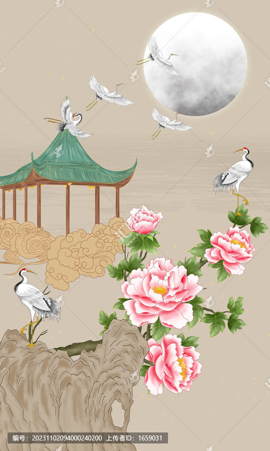 牡丹花開裝飾畫