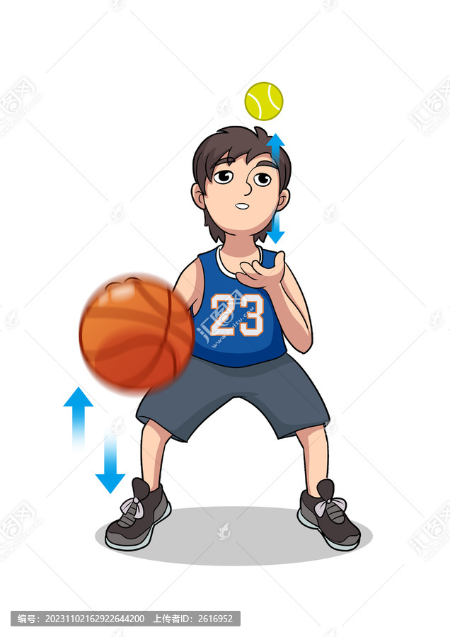 籃球運動原地運球拋接網(wǎng)球