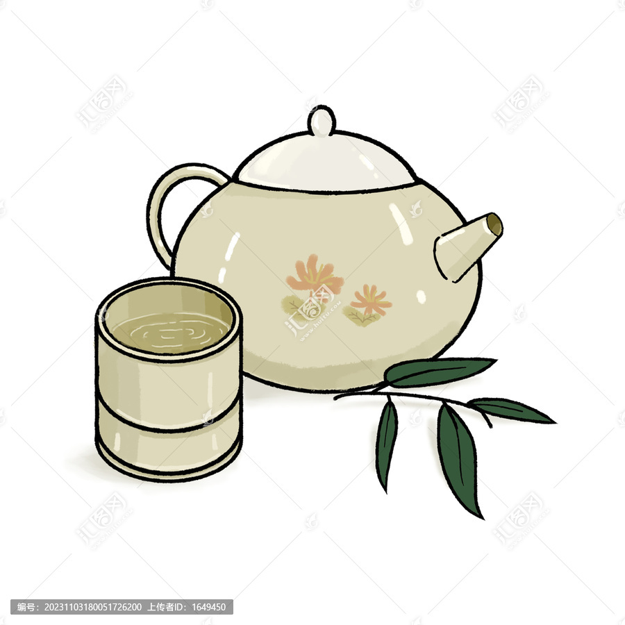 茶器卡通茶壺品茗杯PSD分層