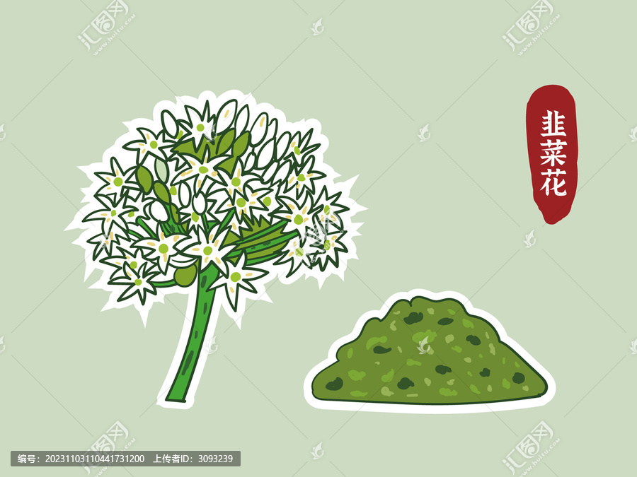手繪韭菜花