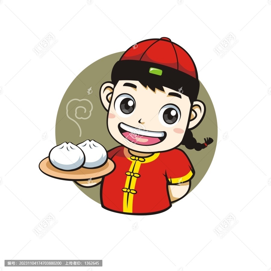 卡通可愛中式小廚師半身
