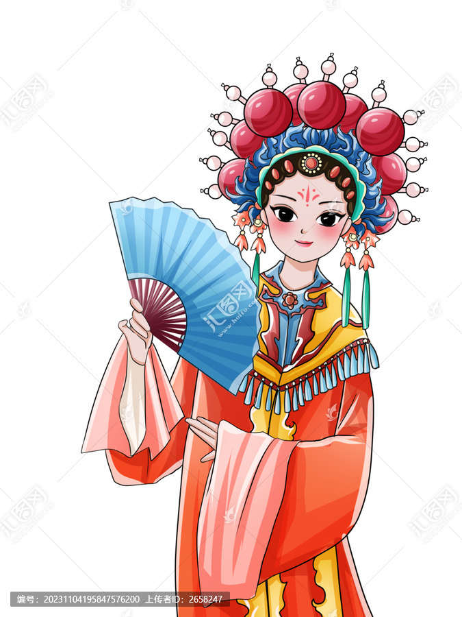 國潮京劇手繪人物旦角