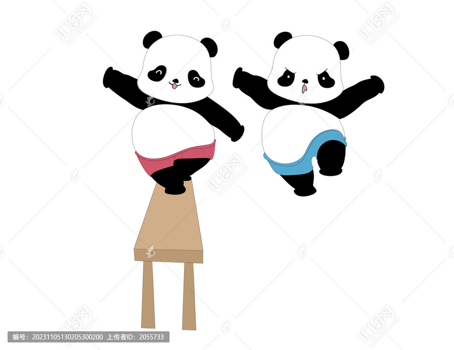 卡通平衡木熊貓