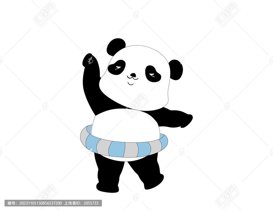 卡通游泳熊貓