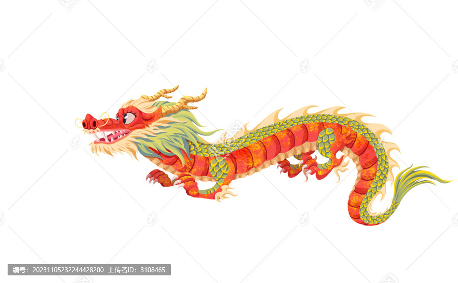 一條中國風插畫巨龍