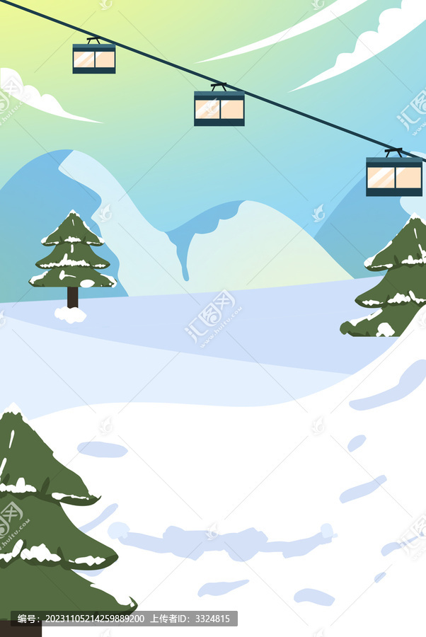 冬日冰雪季滑雪背景元素