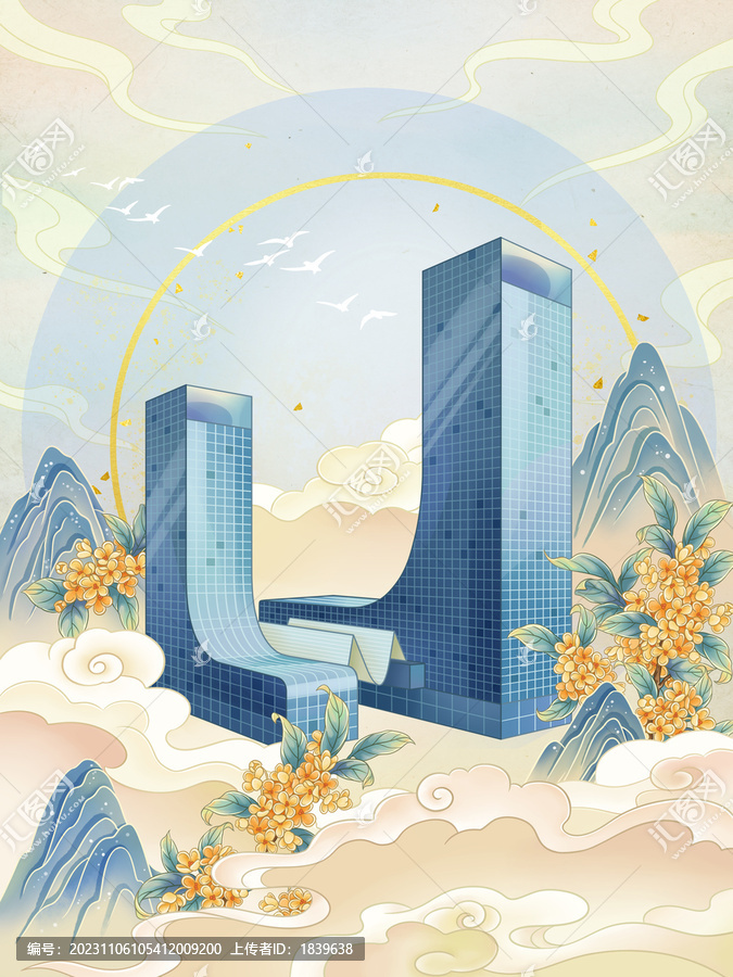 蘇州現(xiàn)代傳媒廣場地標(biāo)建筑插畫