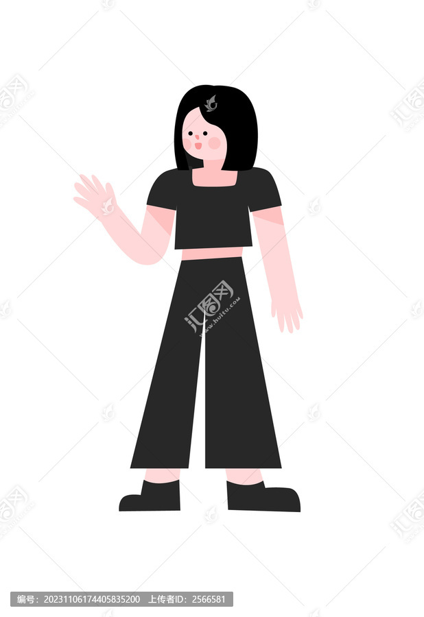 矢量打招呼女孩插畫(huà)元素