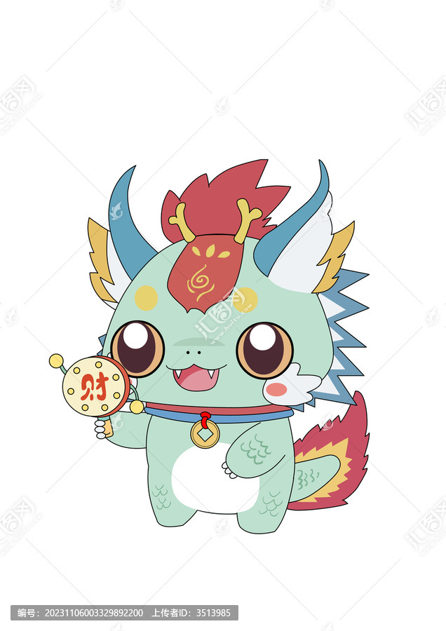 卡通小龍搖手鼓