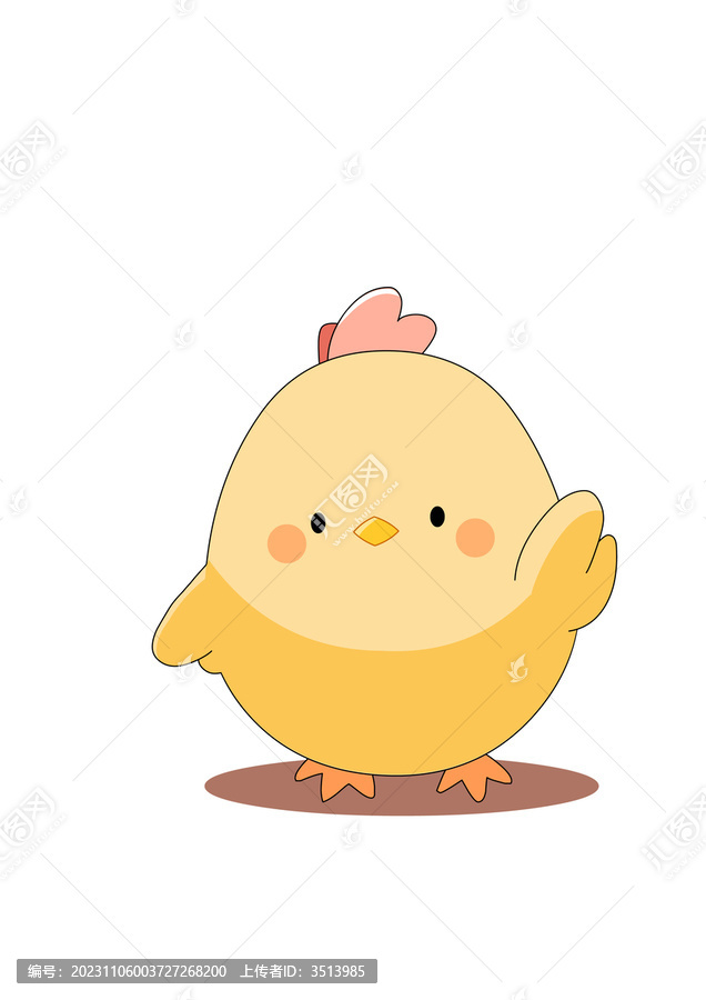 卡通小雞招手