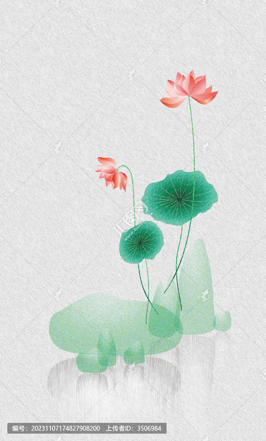 國風(fēng)水墨荷花CDR矢量圖