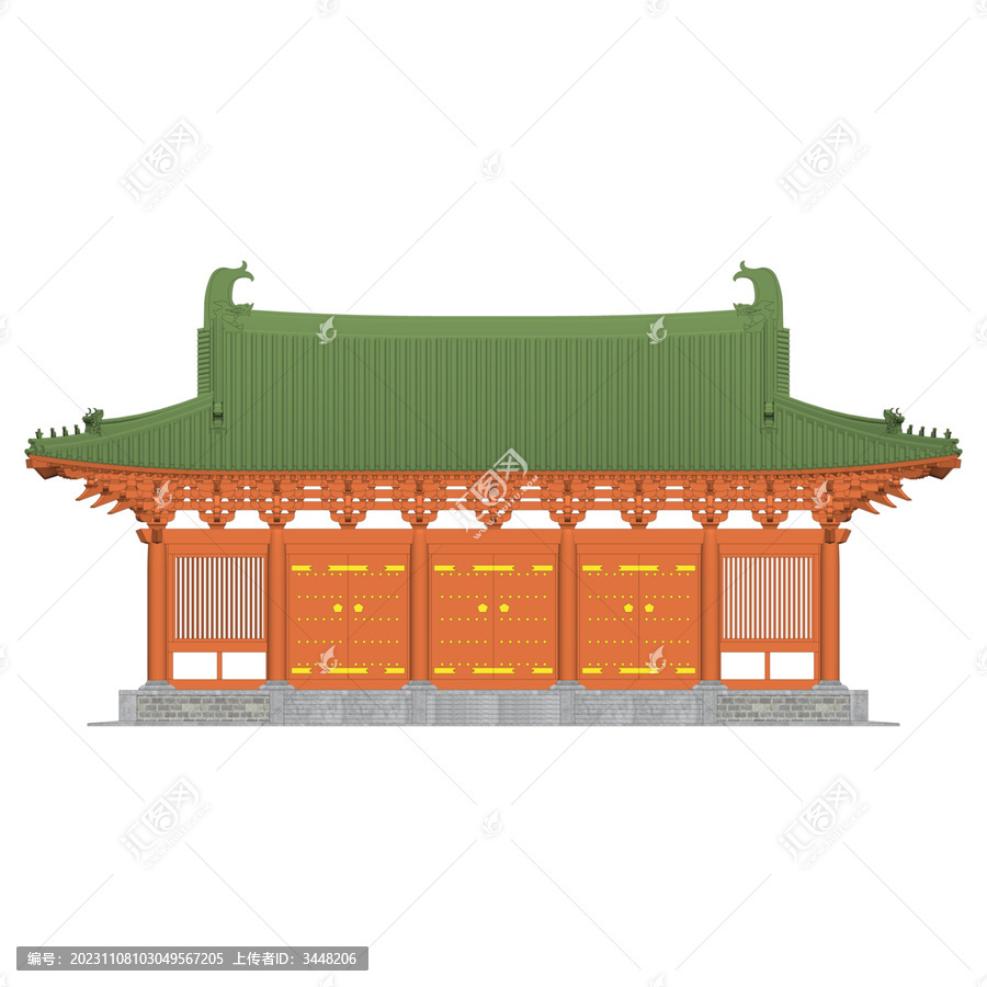 宋式山門殿正立面效果