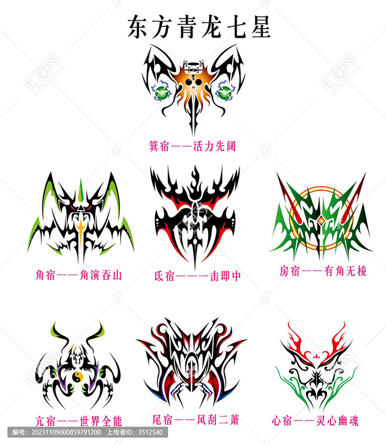東方青龍七星抽象圖