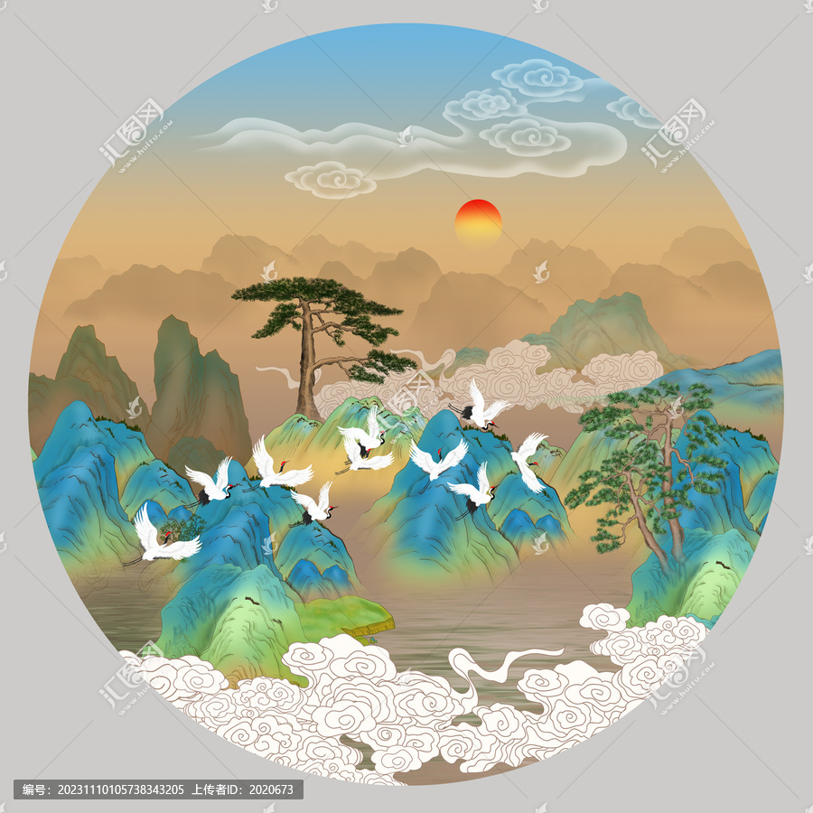 鏡心青綠山水