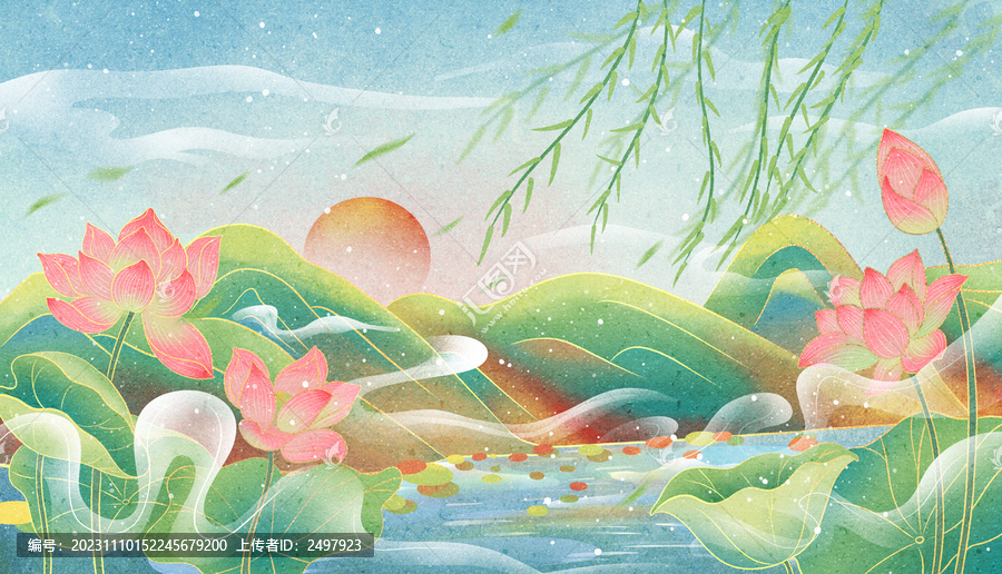 國(guó)潮蓮花風(fēng)景