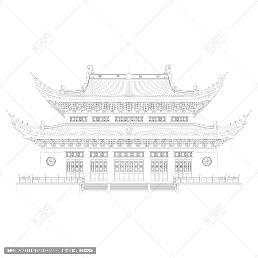 大雄寶殿立面線稿
