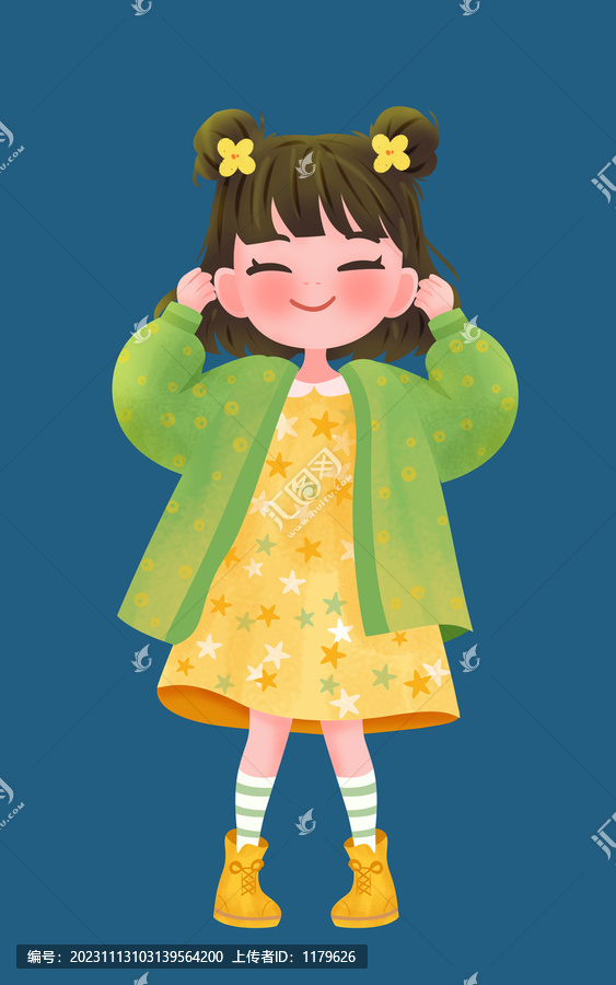 可愛的小女孩插畫