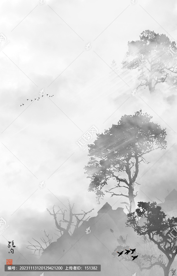 意境水墨山水畫