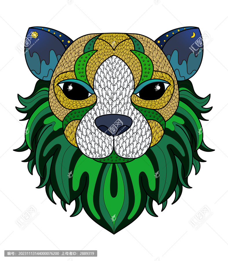 十二生肖虎插畫虎頭