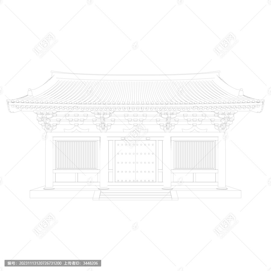 人字栱懸山立面線稿