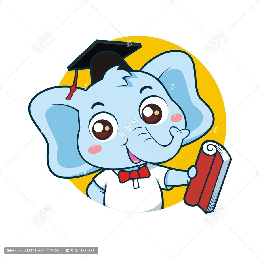 卡通可愛(ài)小象博士半身