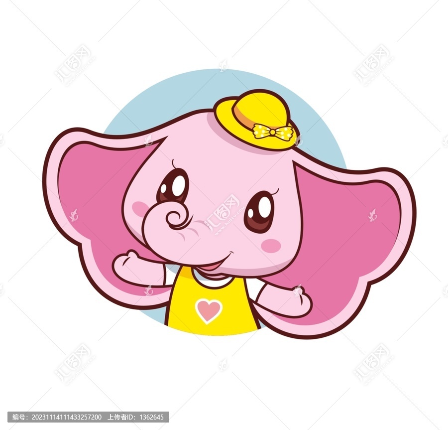 卡通可愛小象妹妹半身