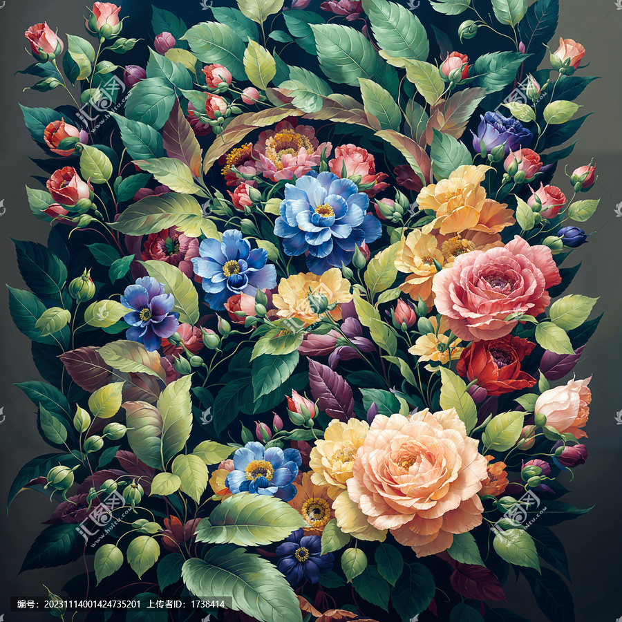 炫彩風(fēng)格水彩獨(dú)幅花卉