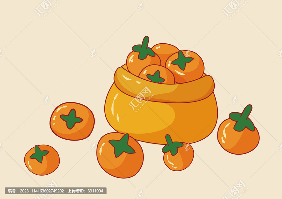 手繪一堆紅柿子插畫