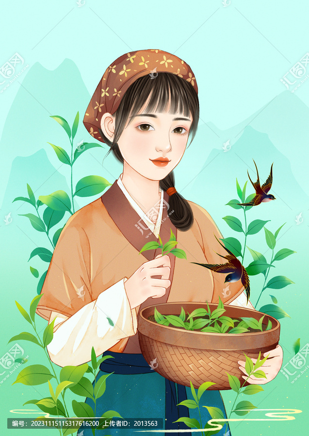 古風(fēng)采茶女孩