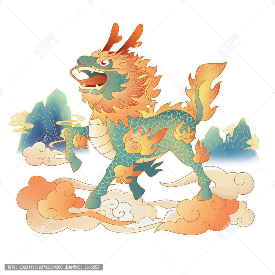 麒麟神獸插畫