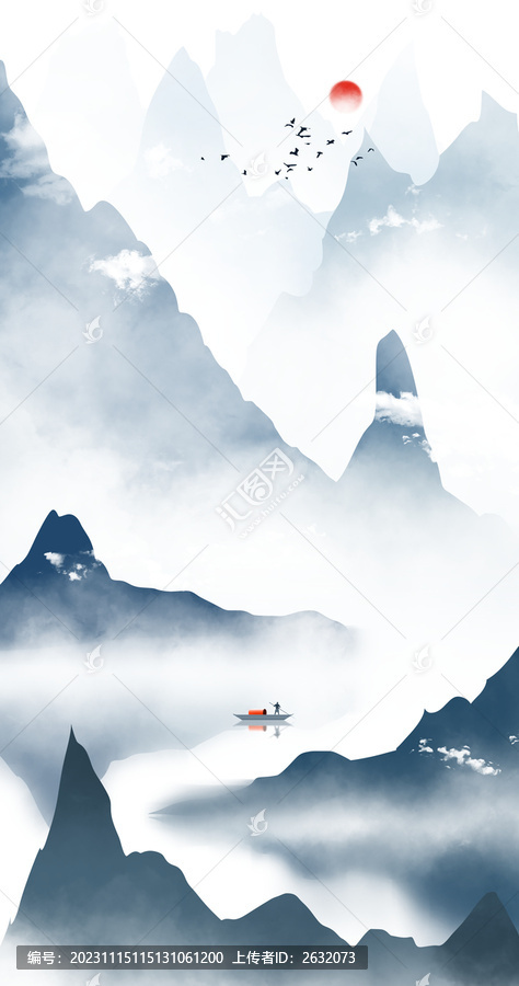 唯美水墨山水裝飾畫(huà)