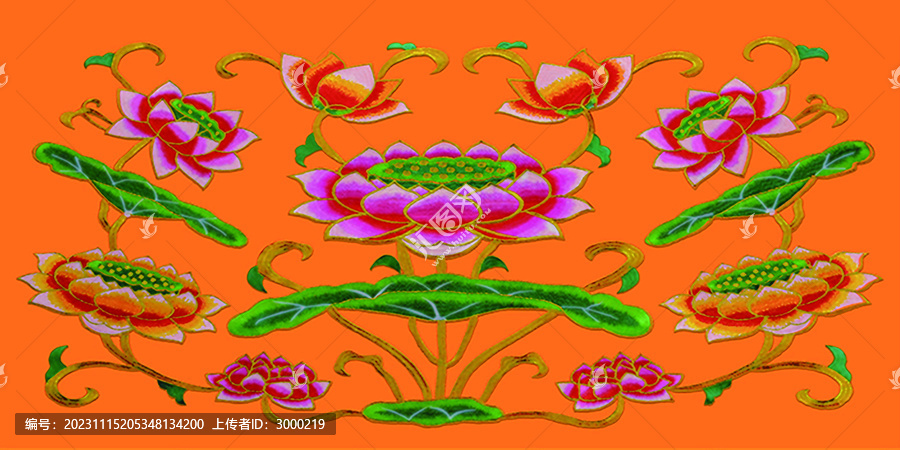 刺繡蓮花圖