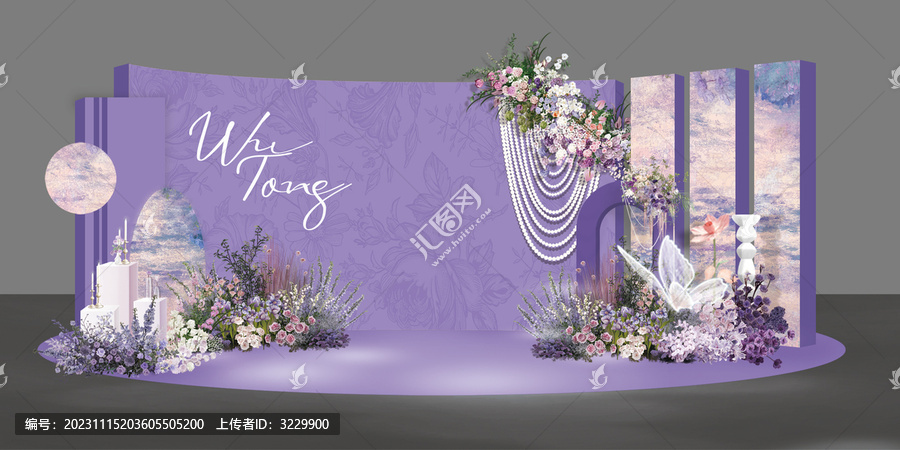紫色莫奈花園油畫風(fēng)婚禮效果圖