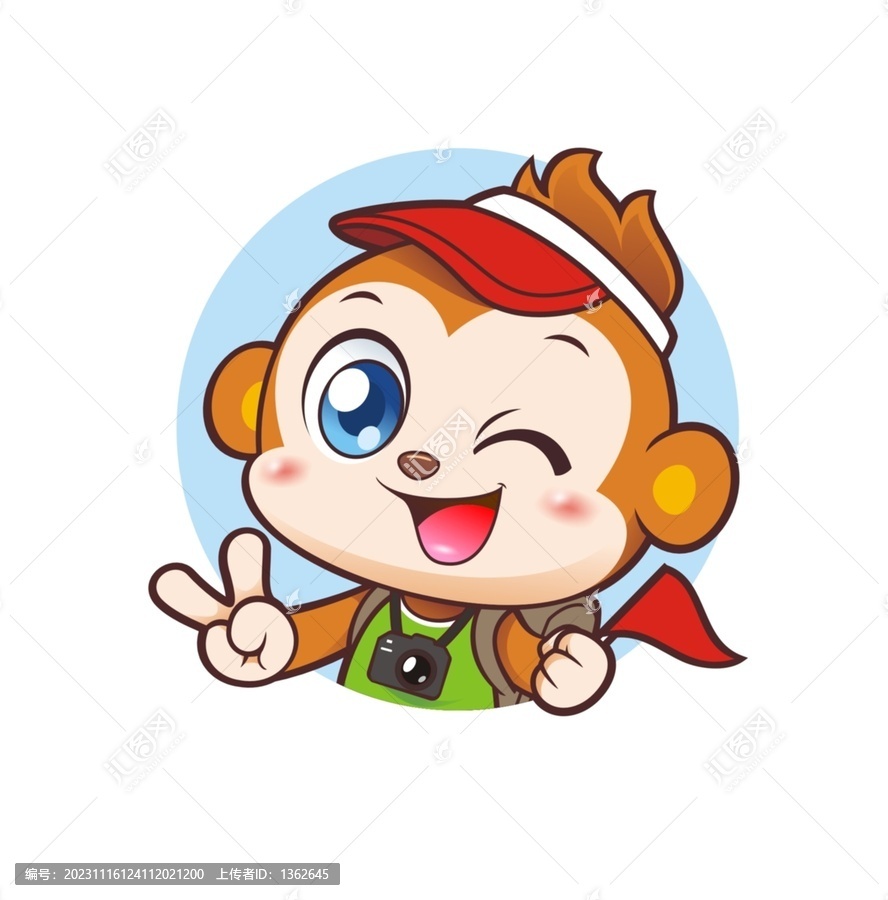 卡通可愛(ài)小猴子導(dǎo)游旅游半身
