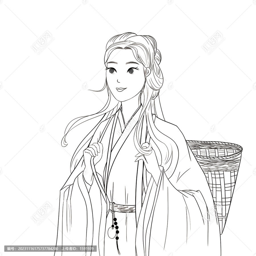 古風女生線稿