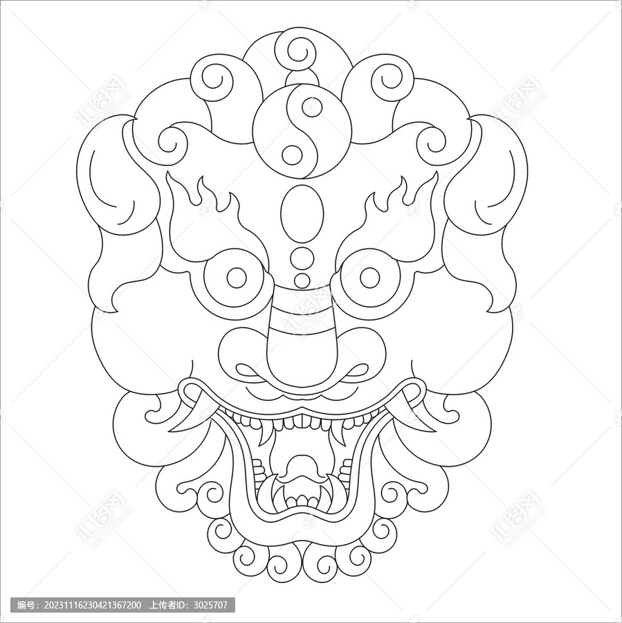 仿古獸頭之赤龍