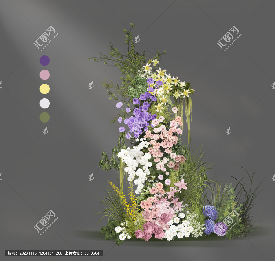 白綠黃紫色花藝