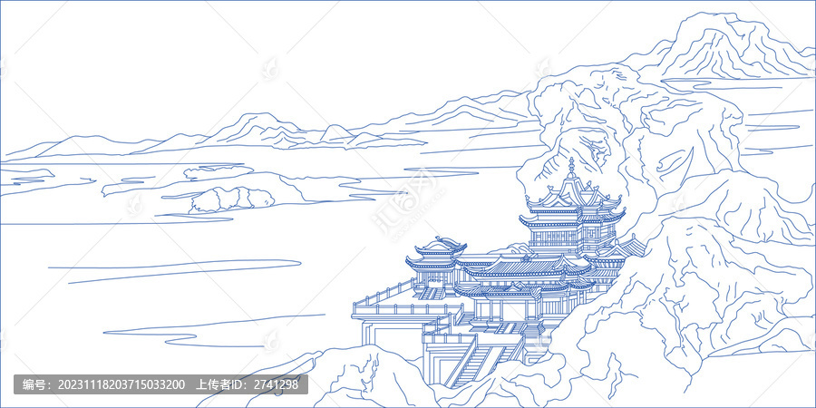 蓬萊仙境線描