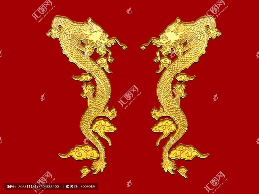金色立體雙龍